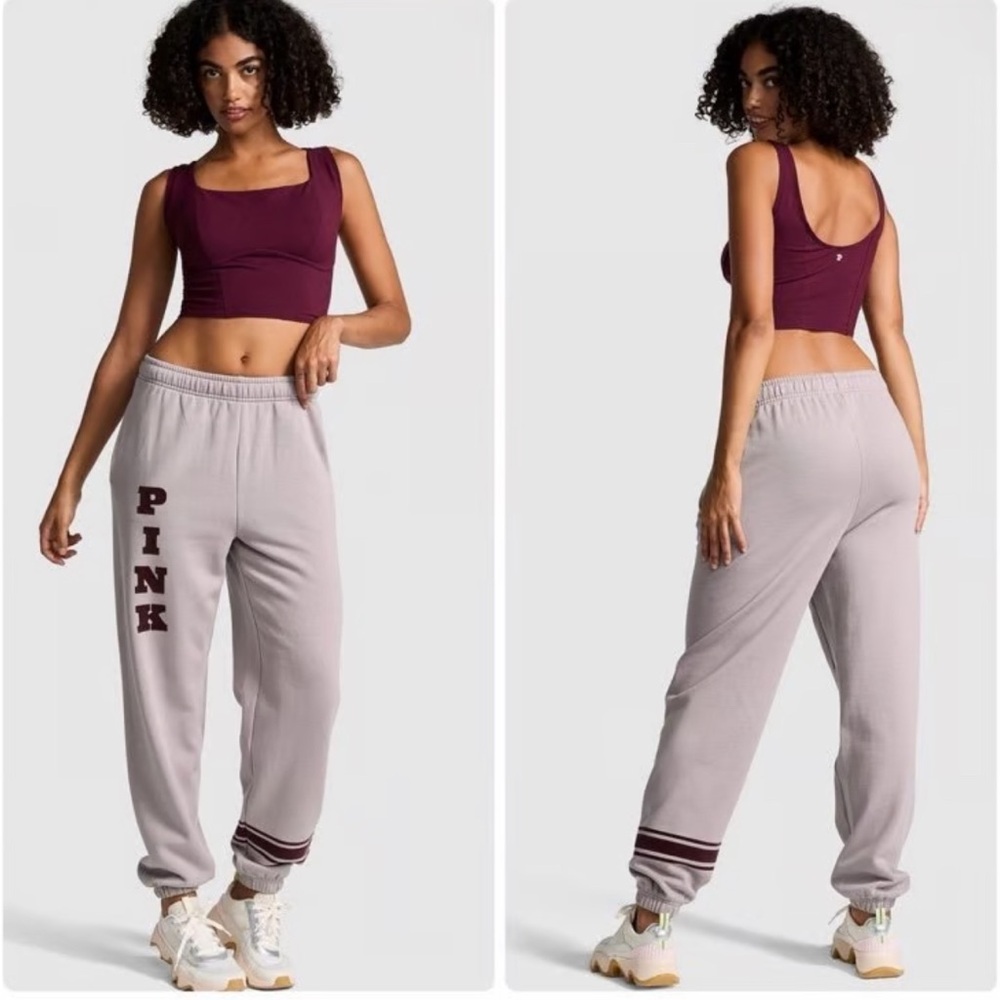 PINK Victoria's Secret Lilac Sweat Joggers with Maroon Logo